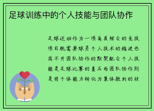 足球训练中的个人技能与团队协作