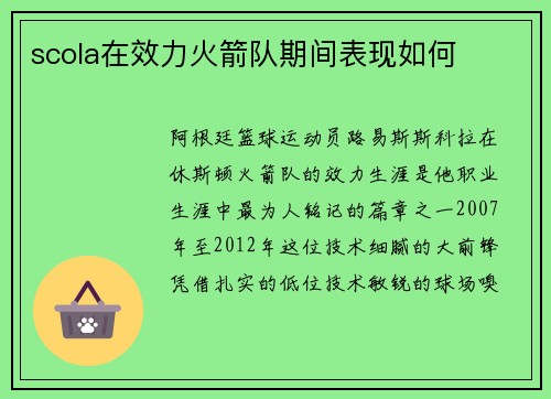 scola在效力火箭队期间表现如何